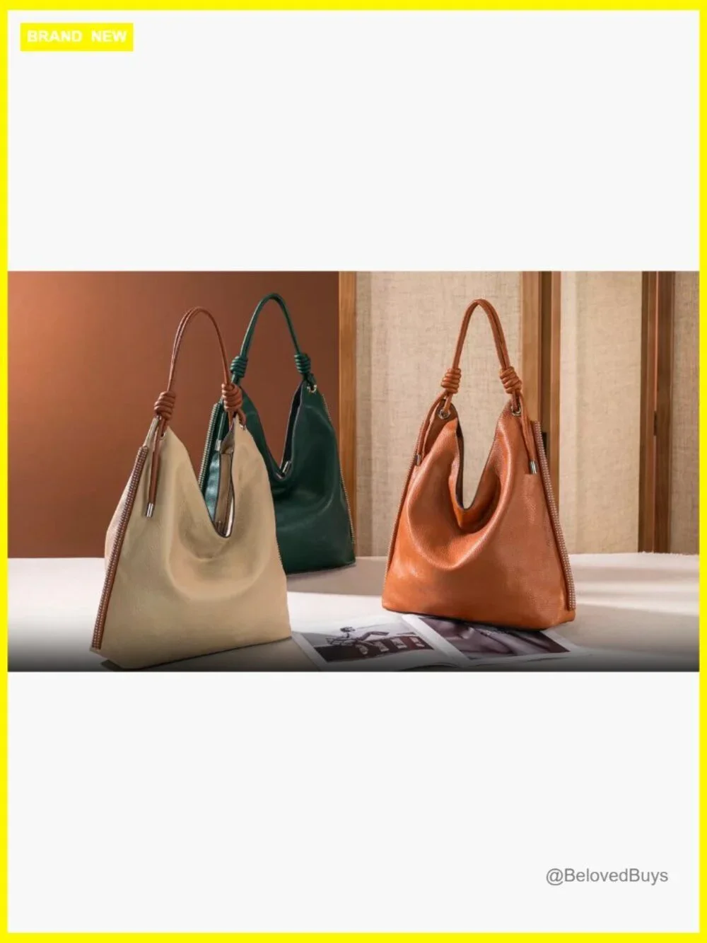 Soft Slouchy Hobo Handbag with Knotted Top Handle Shoulder Bag